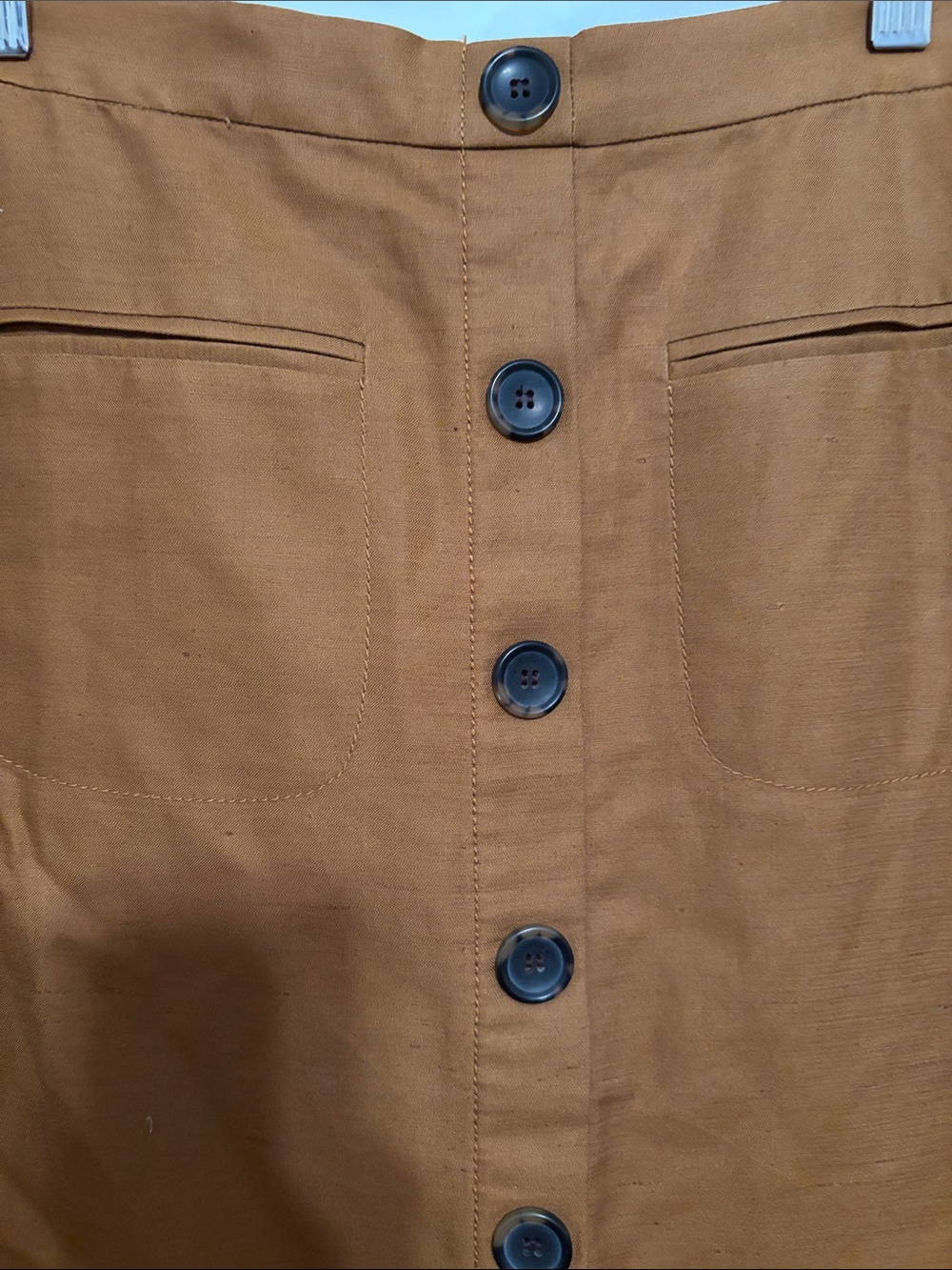 Ann Taylor Camel A-Line Button-Front Skirt